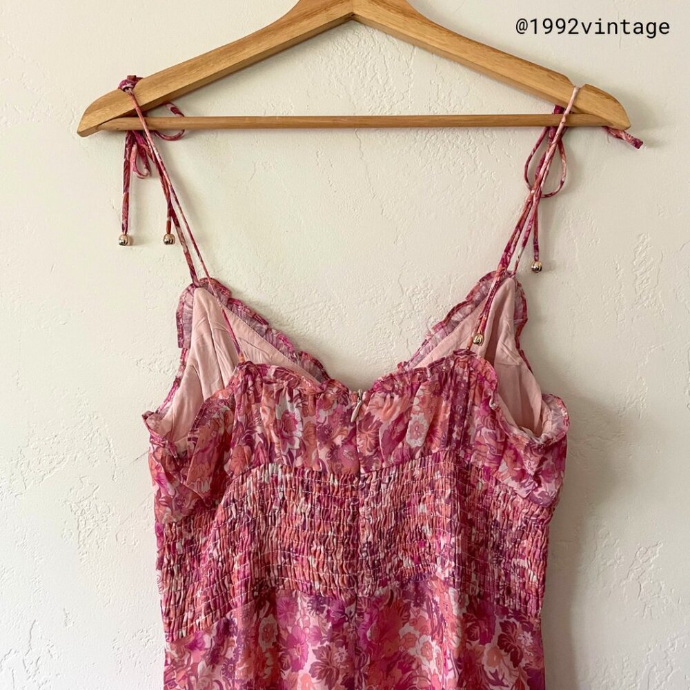 NWT SWEETPOT Marian Midi Dress Pink Floral Chiffon  | Size 4 - Picture 5 of 7